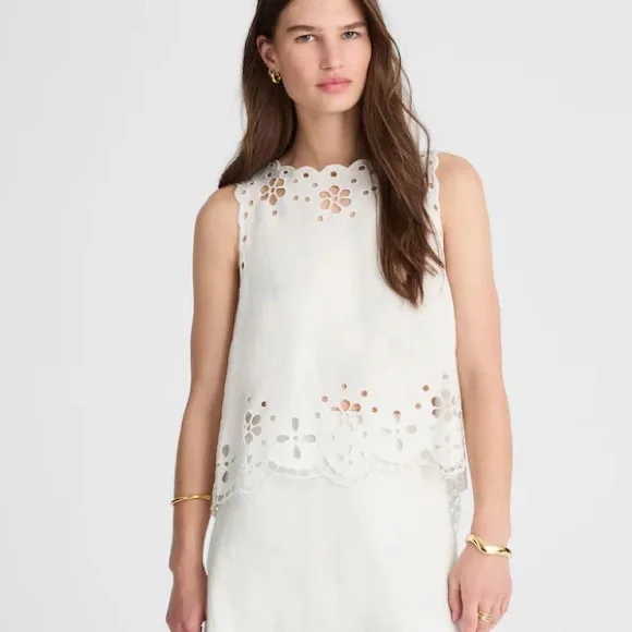 Madewell Cream Eyelet Sleeveless Top - Picture 2 of 6